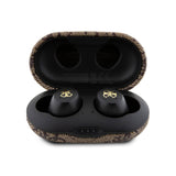 Guess TWS Kulak İçi Bluetooth Kulaklık Klasik Metal Yazı Logolu Kahverengi
