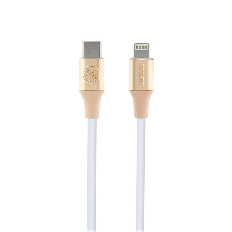 Guess Type-C To Lightning PD Şarj Kablosu Hızlı Şarj Özellikli Aydınlatmalı Kablo Ucu 3A 1.5m Gold