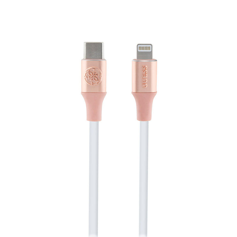 Guess Type-C To Lightning PD Şarj Kablosu Hızlı Şarj Özellikli Aydınlatmalı Kablo Ucu 3A 1.5m Pembe