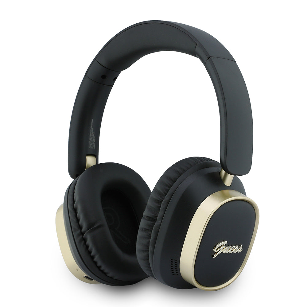 Guess Metal Script Logolu Kulak Üstü Kulaklık ve Speaker Hoparlör 2in1 Bundle Set Siyah