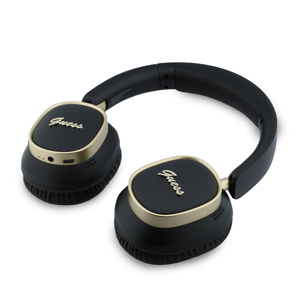 Guess Metal Script Logolu Kulak Üstü Kulaklık ve Speaker Hoparlör 2in1 Bundle Set Siyah
