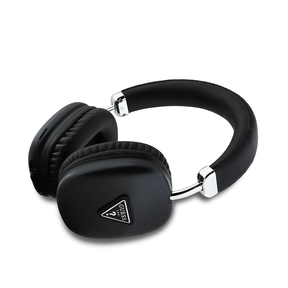 Guess Metal Üçgen Logolu Kulak Üstü Bluetooth Kulaklık Siyah