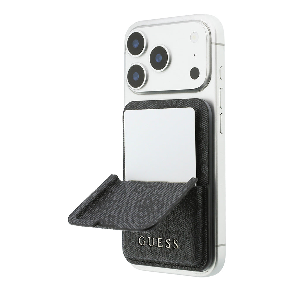 Guess PU Kartlık 4G Desenli Yazı Logolu Pop-up Manyetik Standlı Siyah