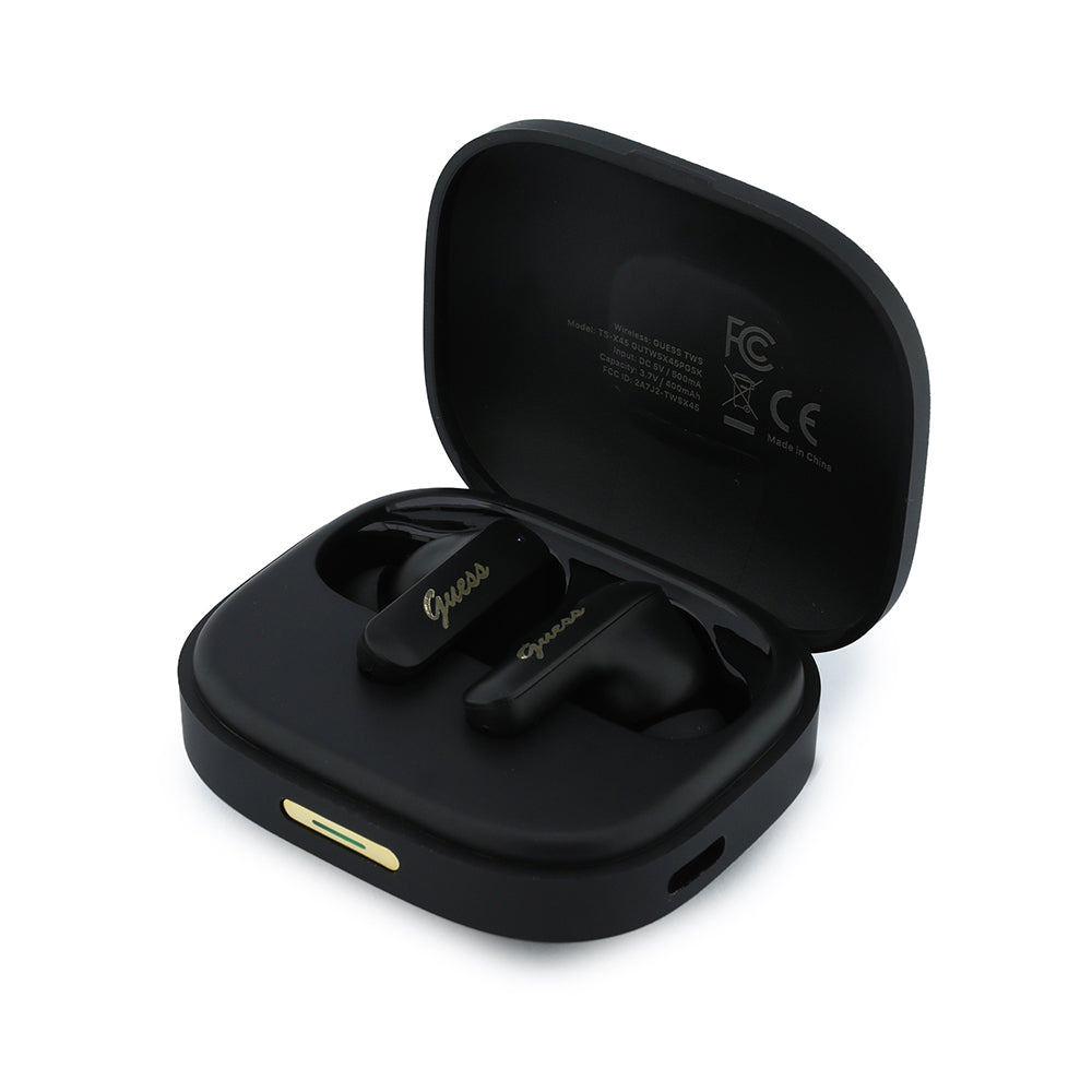 Guess Script Metal Yazı Logolu TWS Kulak İçi Bluetooth Kulaklık Siyah