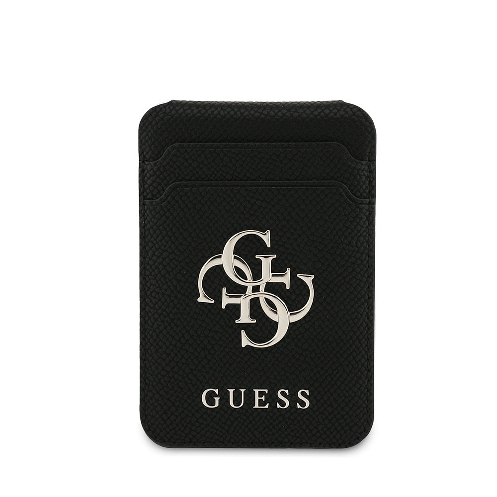 Guess Standlı Magnetik Kartlık Büyük Metal 4G ve Yazı Logolu Siyah