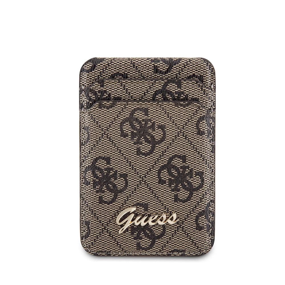 Guess Standlı Magnetik Kartlık 4G Desenli Metal Script Logolu Tasarım Kahverengi