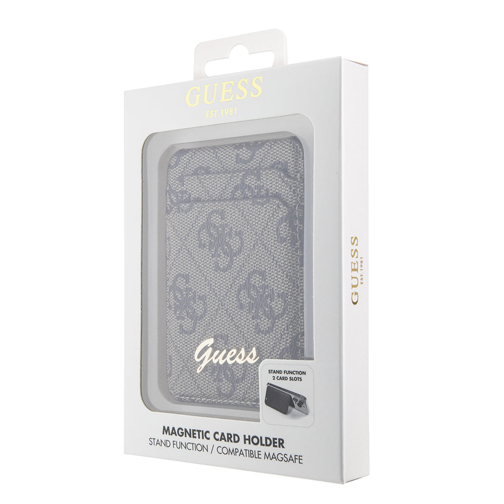 Guess Standlı Magnetik Kartlık 4G Desenli Metal Script Logolu Tasarım Kahverengi