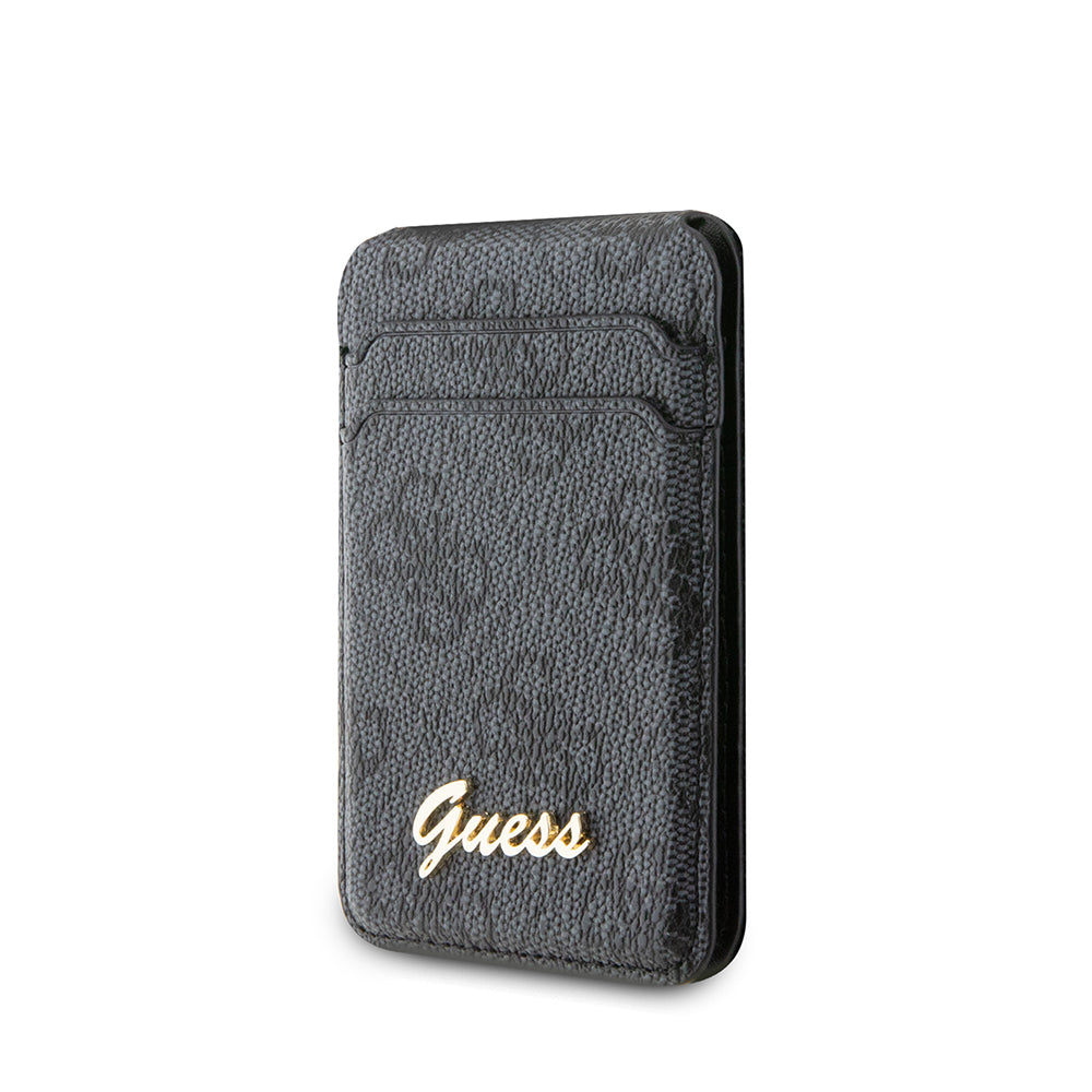 Guess Standlı Magnetik Kartlık 4G Desenli Metal Script Logolu Tasarım Siyah