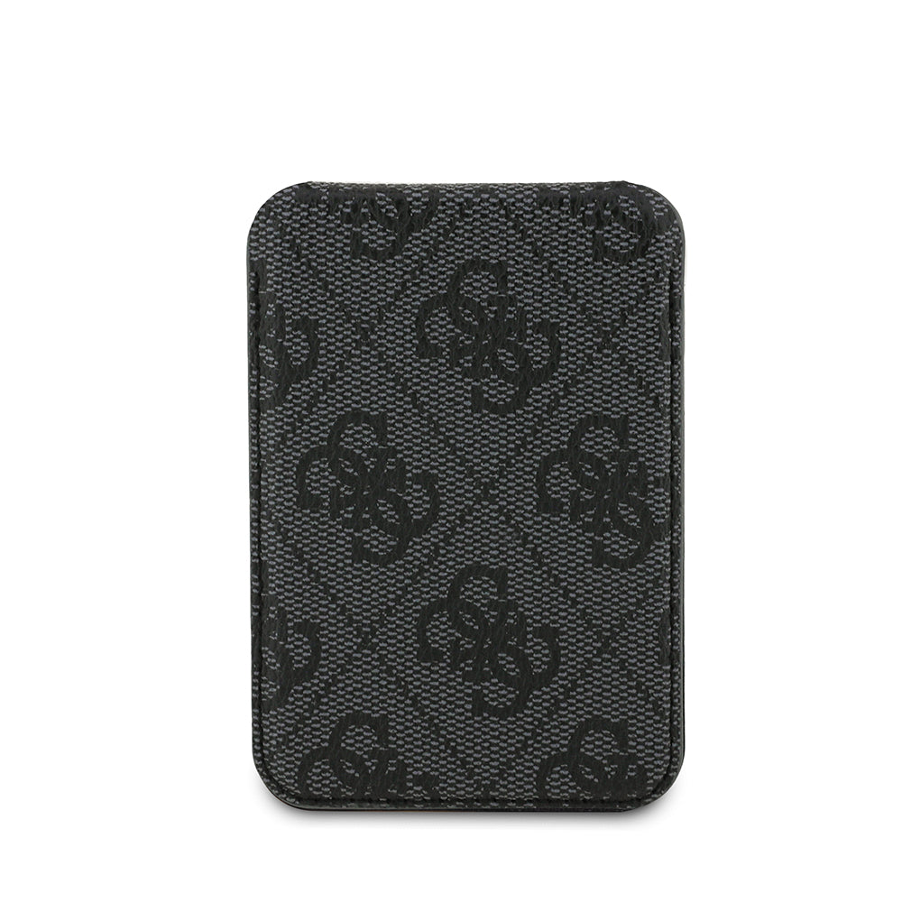 Guess Standlı Magnetik Kartlık PU Deri 4G Desenli Büyük Metal 4G ve Yazı Logolu Siyah
