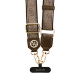 Guess Taşlı 4G Metal Logolu Çapraz Vücut Telefon Askı Kayışı 150cm Kahverengi