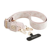 Guess Taşlı 4G Metal Logolu Çapraz Vücut Telefon Askı Kayışı 150cm Pembe
