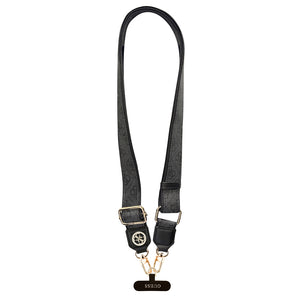 Guess Taşlı 4G Metal Logolu Çapraz Vücut Telefon Askı Kayışı 150cm Siyah