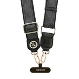 Guess Taşlı 4G Metal Logolu Çapraz Vücut Telefon Askı Kayışı 150cm Siyah