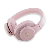 Guess Tone On Tone Kulak Üstü Bluetooth Kulaklık PU 4G Desenli Metal Yazı Logolu Pembe