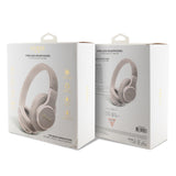Guess Tone On Tone Kulak Üstü Bluetooth Kulaklık PU 4G Desenli Metal Yazı Logolu Pembe
