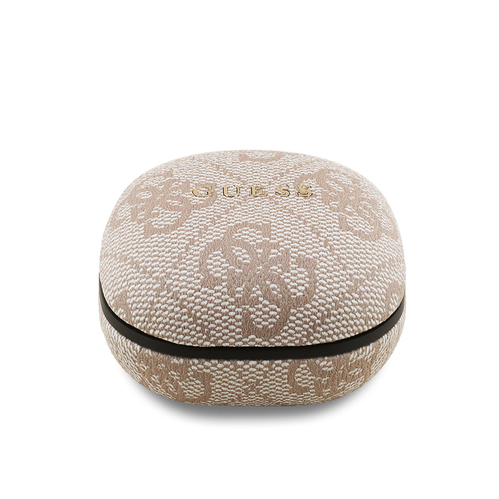 Guess TWS Kulak İçi Bluetooth Kulaklık 4G Desenli Klasik Metal Yazı Logolu Pembe