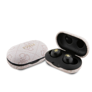 Guess TWS Kulak İçi Bluetooth Kulaklık Klasik Metal Yazı Logolu Pembe