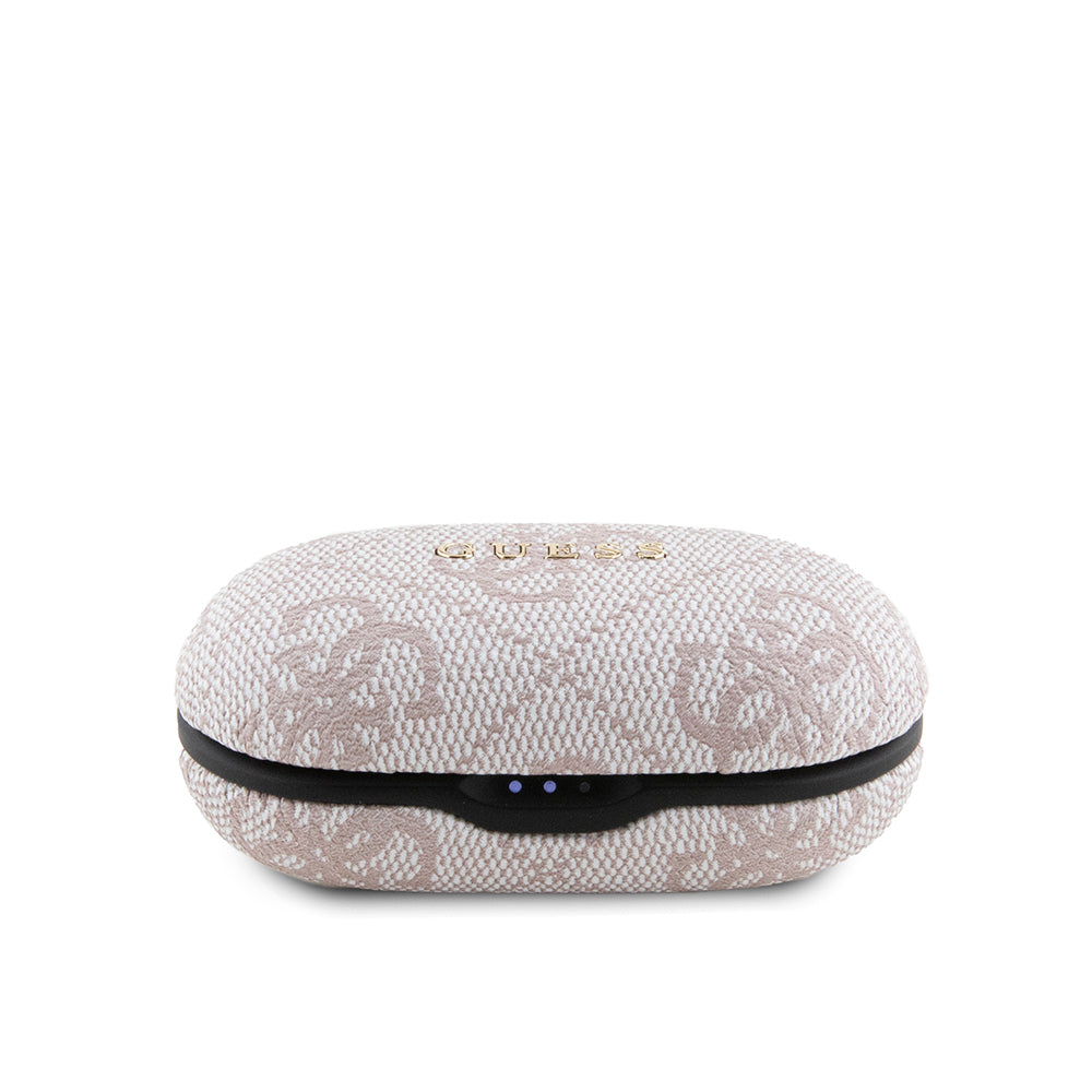 Guess TWS Kulak İçi Bluetooth Kulaklık Klasik Metal Yazı Logolu Pembe
