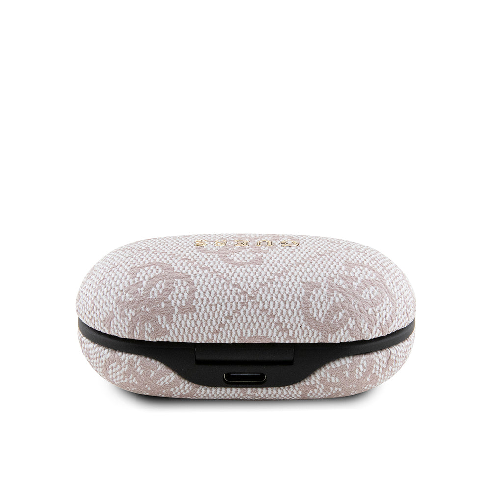Guess TWS Kulak İçi Bluetooth Kulaklık Klasik Metal Yazı Logolu Pembe