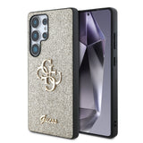 Galaxy S25 Ultra Kılıf Guess 4G Büyük Metal Logolu Glitter Kapak Gold