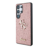Galaxy S25 Ultra Kılıf Guess 4G Büyük Metal Logolu Glitter Kapak Pembe