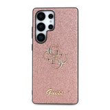 Galaxy S25 Ultra Kılıf Guess 4G Büyük Metal Logolu Glitter Kapak Pembe