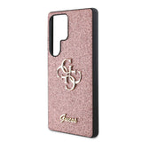 Galaxy S25 Ultra Kılıf Guess 4G Büyük Metal Logolu Glitter Kapak Pembe