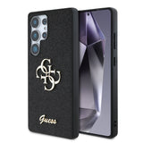 Galaxy S25 Ultra Kılıf Guess 4G Büyük Metal Logolu Glitter Kapak Siyah