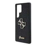 Galaxy S25 Ultra Kılıf Guess 4G Büyük Metal Logolu Glitter Kapak Siyah