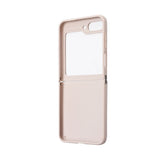 Galaxy Z Flip 5 Kılıf Guess PU Deri Taşlı Üçgen Logolu 4G Desenli Strass Kapak Pembe
