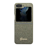 Galaxy Z Flip 5 Kılıf Guess Yazı Logolu Glitter Flakes Kapak Haki