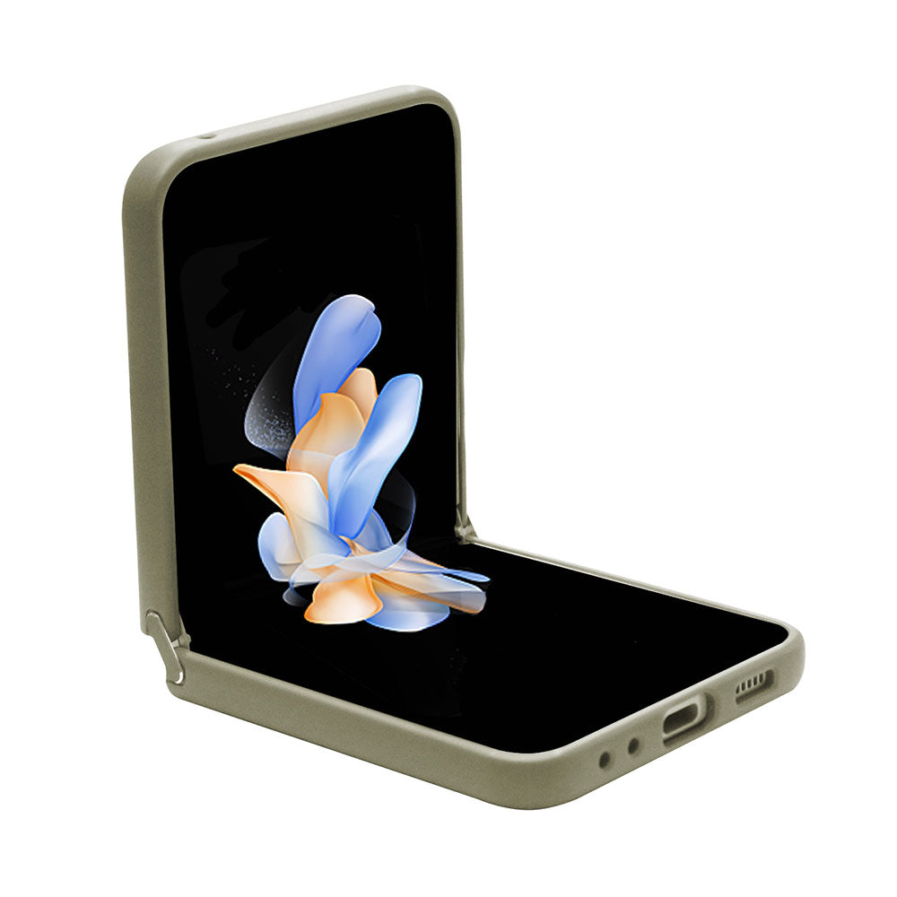 Galaxy Z Flip 5 Kılıf Guess Yazı Logolu Glitter Flakes Kapak Haki