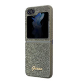 Galaxy Z Flip 5 Kılıf Guess Yazı Logolu Glitter Flakes Kapak Haki