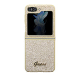 Galaxy Z Flip 5 Kılıf Guess Yazı Logolu Glitter Script Kapak Gold
