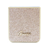 Galaxy Z Flip 5 Kılıf Guess Yazı Logolu Glitter Script Kapak Gold