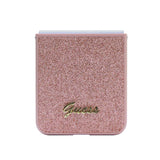 Galaxy Z Flip 5 Kılıf Guess Yazı Logolu Glitter Script Kapak Pembe