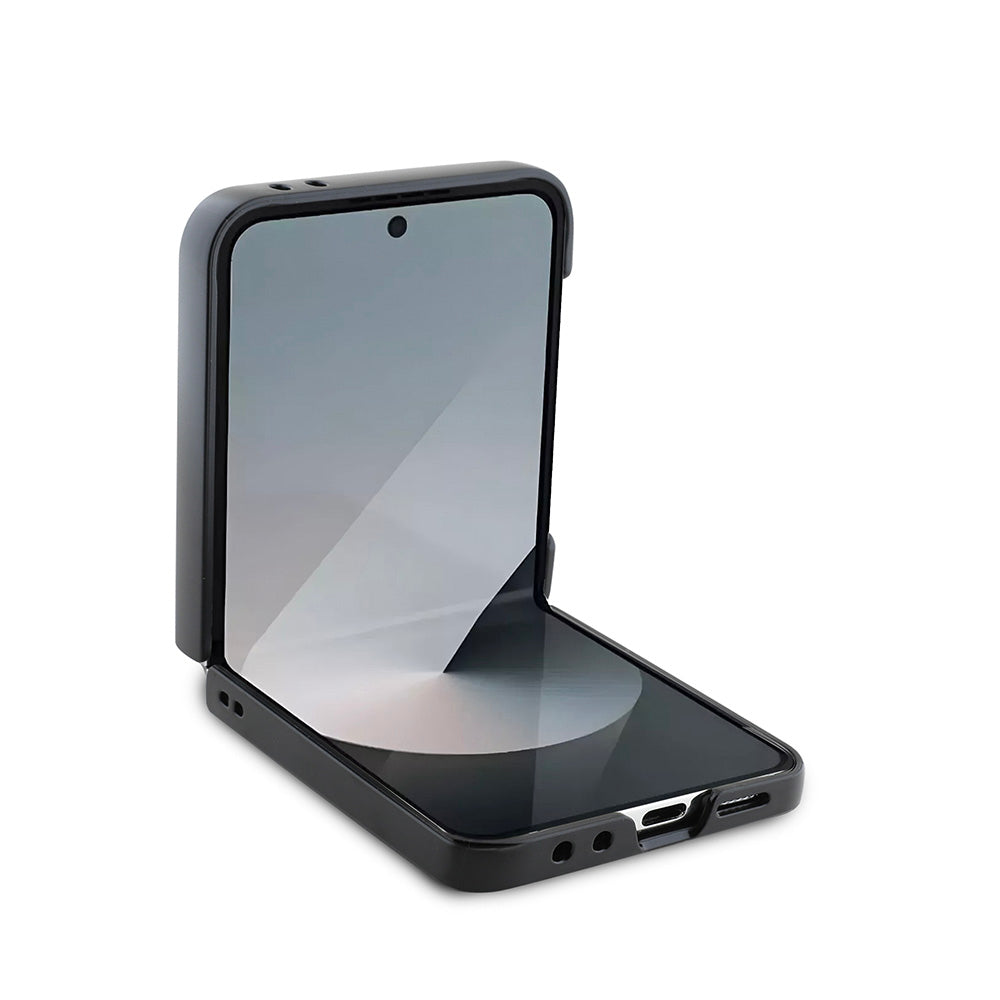 Galaxy Z Flip 6 Kılıf Guess Deri 4G Metal Logolu Kapak Kahverengi