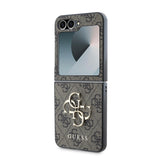Galaxy Z Flip 6 Kılıf Guess Deri 4G Metal Logolu Kapak Kahverengi