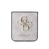 Galaxy Z Flip 6 Kılıf Guess Deri 4G Metal Logolu Kapak Pembe