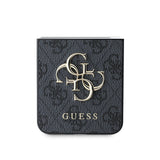 Galaxy Z Flip 6 Kılıf Guess Deri 4G Metal Logolu Kapak Siyah
