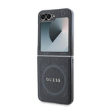 Galaxy Z Flip 6 Kılıf Guess Magsafe Uyumlu Saffiano Metal Logolu Kapak Siyah