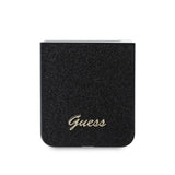 Galaxy Z Flip 6 Kılıf Guess Yazı Logolu Glitter Script Kapak Siyah