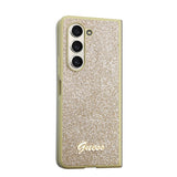 Galaxy Z Fold 5 Kılıf Guess Yazı Logolu Glitter Script Kapak Gold