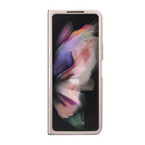 Galaxy Z Fold 5 Kılıf Guess PU Deri Taşlı Üçgen Logolu 4G Desenli Strass Kapak Pembe