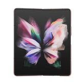 Galaxy Z Fold 5 Kılıf Guess PU Deri Taşlı Üçgen Logolu 4G Desenli Strass Kapak Pembe