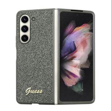Galaxy Z Fold 5 Kılıf Guess Yazı Logolu Glitter Flakes Kapak Haki