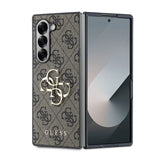 Galaxy Z Fold 6 Kılıf Guess Deri 4G Metal Logolu Kapak Kahverengi