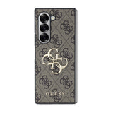 Galaxy Z Fold 6 Kılıf Guess Deri 4G Metal Logolu Kapak Kahverengi