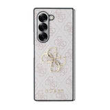 Galaxy Z Fold 6 Kılıf Guess Deri 4G Metal Logolu Kapak Pembe