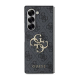 Galaxy Z Fold 6 Kılıf Guess Deri 4G Metal Logolu Kapak Siyah